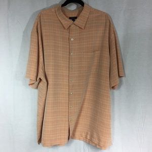 Van Heusen 3XL  20 - 20 1/2 orange beige short sleeve shirt Rayon easy care